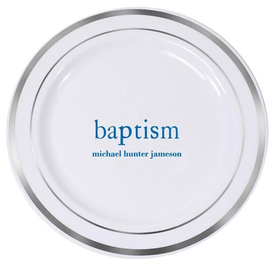 Big Word Baptism Premium Banded Plastic Plates
